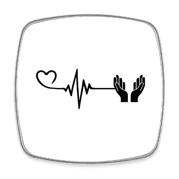 Faith Pulse Heart Love - Magnet carré - blanc - Devant