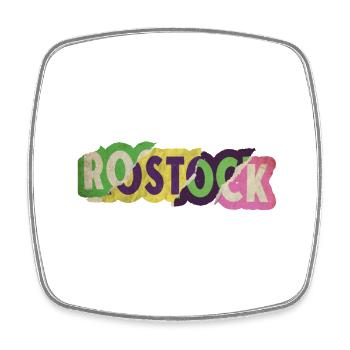 Rostock Deutschland Stadt Schrift Punk Retro - Viereckiger Kühlschrankmagnet - Weiß - Vorne