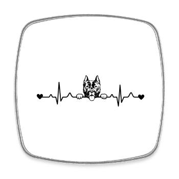 Staffordshire Terrier Herzschlag Puls EKG - Viereckiger Kühlschrankmagnet - Weiß - Vorne
