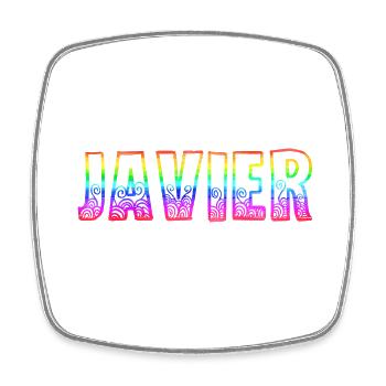 Javier RS Arc-en-ciel - Magnet carré - blanc - Devant