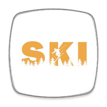 Ski. Ski-Wintersport - Viereckiger Kühlschrankmagnet - Weiß - Vorne
