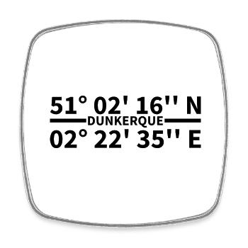 Dunkerque coordinates - Square fridge magnet - white - Front