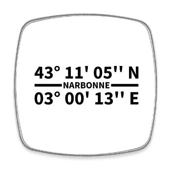 Narbonne coordinates - Square fridge magnet - white - Front