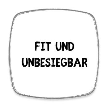 Fit und Unbesiegbar - Viereckiger Kühlschrankmagnet - Weiß - Vorne