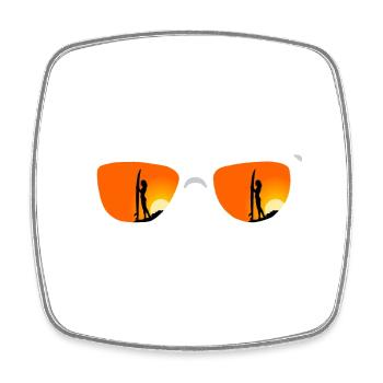 Sunglasses, Surfergirl, Sunset - Viereckiger Kühlschrankmagnet - Weiß - Vorne
