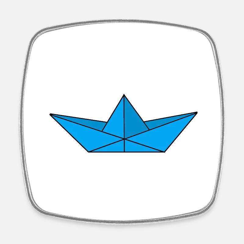 Paper ship turquoise - Square fridge magnet - white
