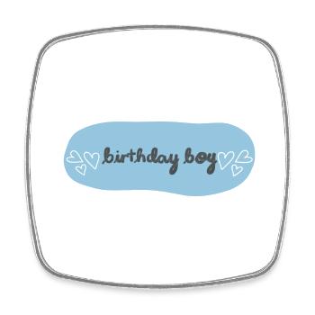 Birthday Boy Schriftzug mit Herzen - Viereckiger Kühlschrankmagnet - Weiß - Vorne