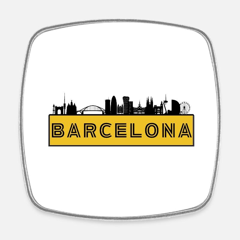 Ville de Barcelone - Espagne - Magnet carré - blanc