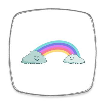 cute clouds and a reteo rainbow - Square fridge magnet - white - Front