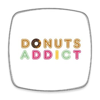 Donuts addict choco - Magnet carré - blanc - Devant