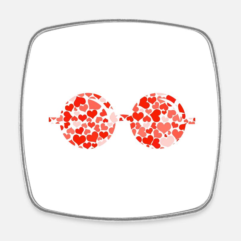 Heart bezel - Square fridge magnet - white