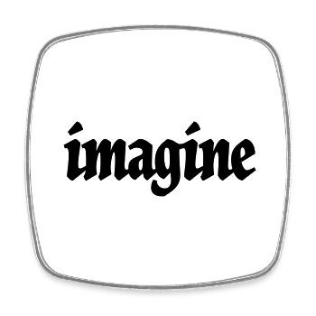 Imagine - Square fridge magnet - white - Front