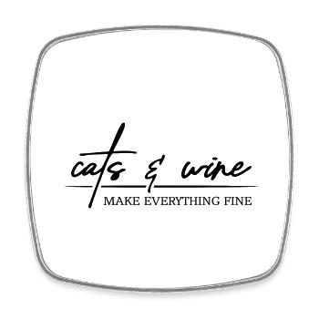Cats and Wine makes everything fine Katzen Spruch - Square fridge magnet - white - Front