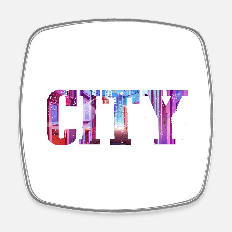 Downtown - Square fridge magnet - white