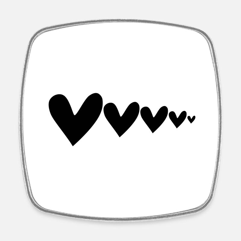 Hearts Big to Small - Square fridge magnet - white