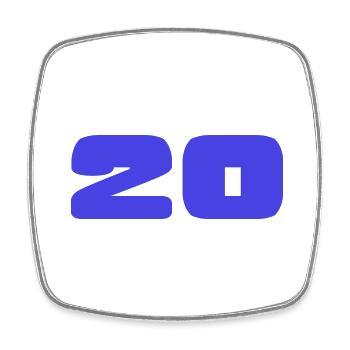 20. 20 ANS. 20e ANNIVERSAIRE. ANNIVERSAIRE 20 ANS. - Magnet carré - blanc - Devant
