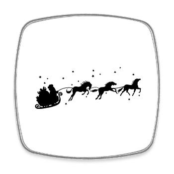 Santa and horses - Viereckiger Kühlschrankmagnet - Weiß - Vorne