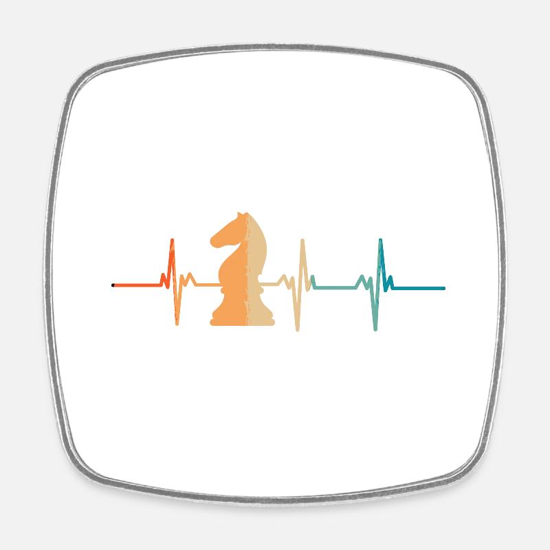 Heartbeat chess games - Square fridge magnet - white