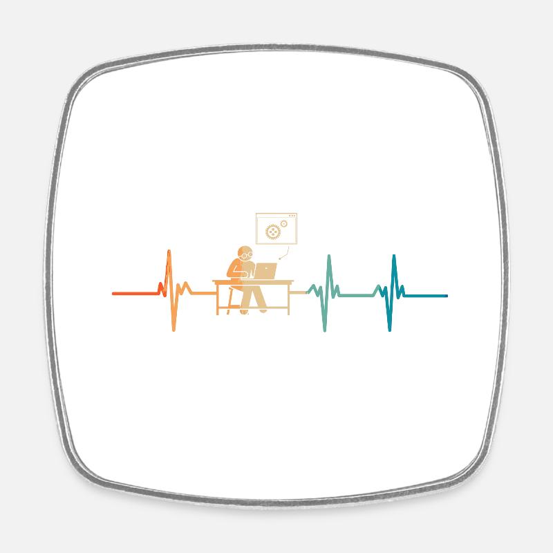 Heartbeat-Programmierer - Viereckiger Kühlschrankmagnet - Weiß