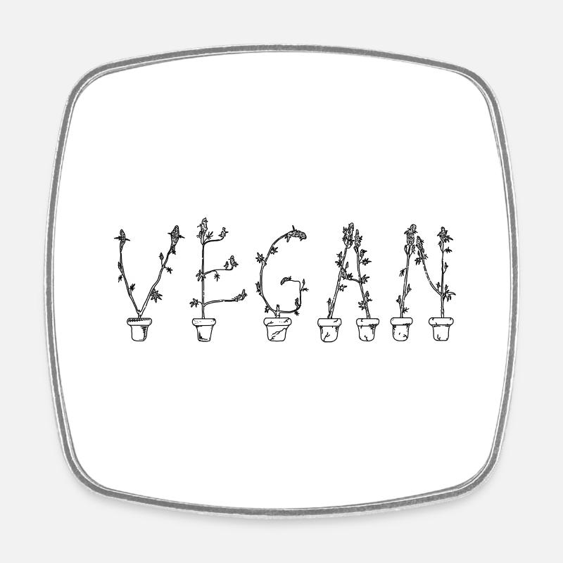 VEGAN - Square fridge magnet - white