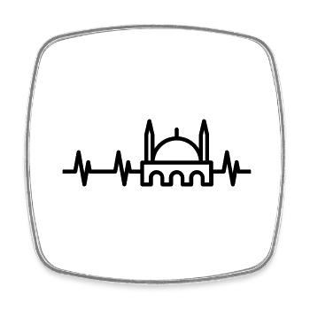 Moschee Herzschlag, Muslim Herzlinie - Viereckiger Kühlschrankmagnet - Weiß - Vorne