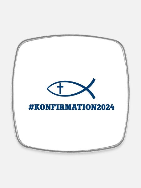 Konfirmation 2024 Fisch Symbol Kirche Glaube Gott - Viereckiger Kühlschrankmagnet - Weiß