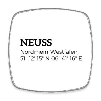 les coordonnées de Neuss, Rhénanie-du-Nord-Westphalie - Magnet carré - blanc - Devant