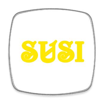 Vintage Text Susi gelber Text - Viereckiger Kühlschrankmagnet - Weiß - Vorne