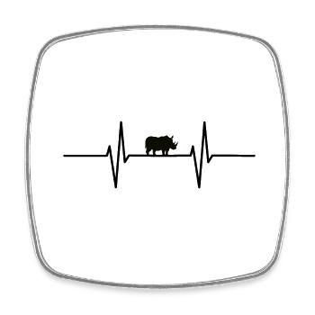 Herzschlag mit Nashorn - Viereckiger Kühlschrankmagnet - Weiß - Vorne