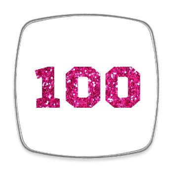 Nummer 100 Pink Glitter - 100-jähriges Jubiläum - Viereckiger Kühlschrankmagnet - Weiß - Vorne