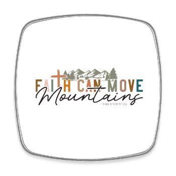 Faith can move Mountains, Matthew 17:20 - Square fridge magnet - white - Front