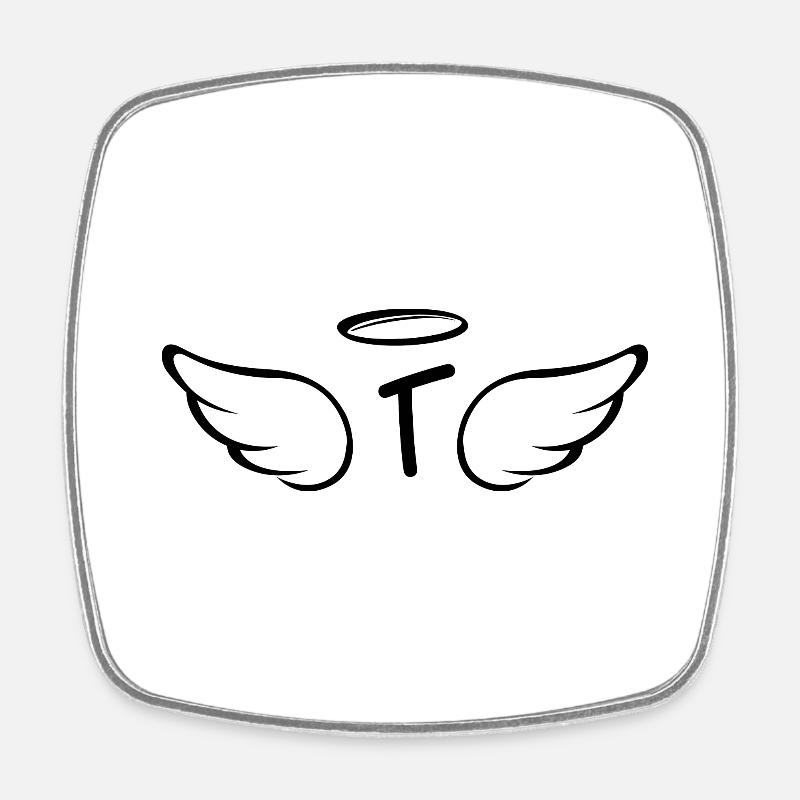 Lettre t ailes d’ange - Magnet carré - blanc