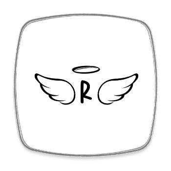 Letter r angel wings - Square fridge magnet - white - Front