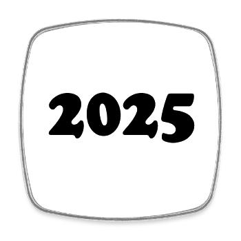 2025 - Viereckiger Kühlschrankmagnet - Weiß - Vorne