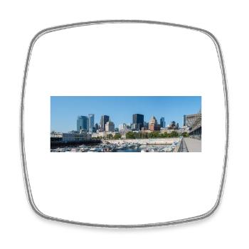 Panoramablick auf die Skyline von Montreal vom Hafen aus - Viereckiger Kühlschrankmagnet - Weiß - Vorne