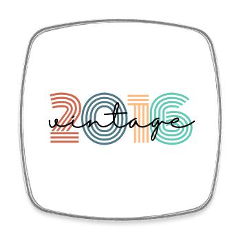 2016 Vintage Retro - Square fridge magnet - white - Front