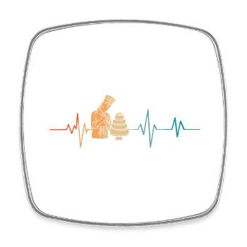 Retro Pastry Heartbeat - Square fridge magnet - white - Front