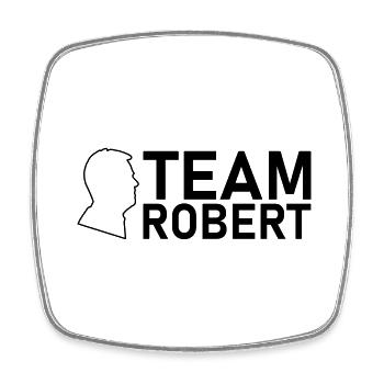 team robert kopf schwarz - Viereckiger Kühlschrankmagnet - Weiß - Vorne