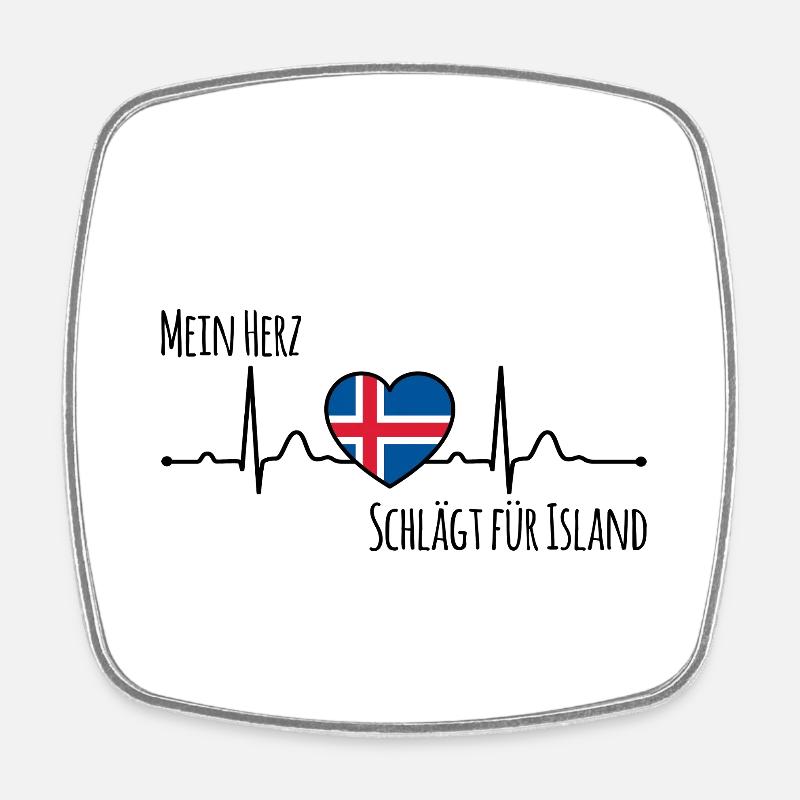 Mon cœur bat pour l’Islande la Scandinavie - Magnet carré - blanc