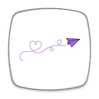 Coeur d’avion en papier - Magnet carré - blanc - Devant