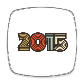 2015 rétro vintage - Magnet carré - blanc - Devant
