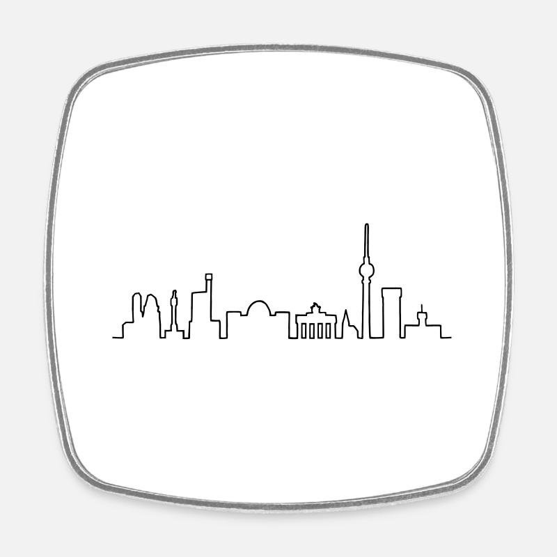 Skyline Berlin - Viereckiger Kühlschrankmagnet - Weiß