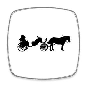 Calèche à cheval - Magnet carré - blanc - Devant