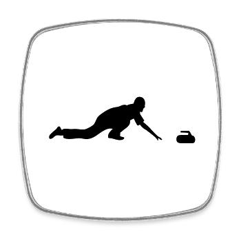 curling - Square fridge magnet - white - Front