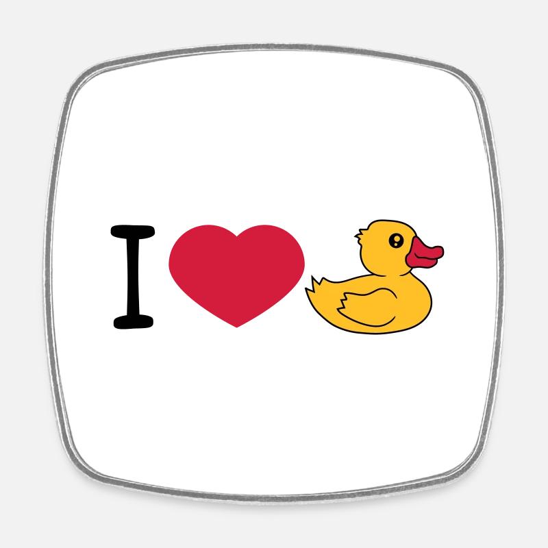 love i love heart squeaky duck rubber duck bath duck - Square fridge magnet - white