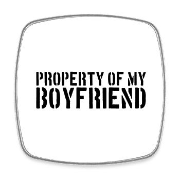 Property of my boyfriend warnung hinweis eigentum - Viereckiger Kühlschrankmagnet - Weiß - Vorne
