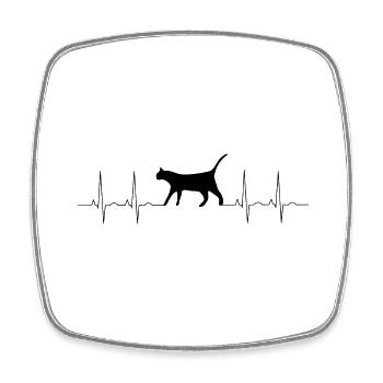 Pouls amoureux de battement de coeur de chat - Magnet carré - blanc - Devant