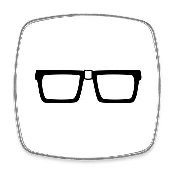 nerd hornbrille brille symbol geek schlau freak in - Viereckiger Kühlschrankmagnet - Weiß - Vorne