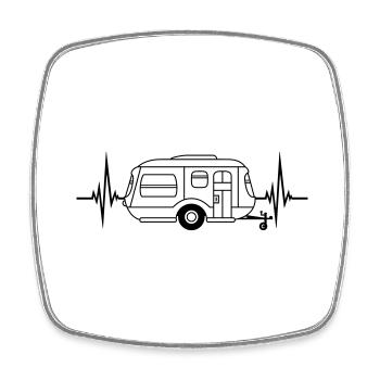 heartbeat pulse frequency caravan camping anhaeng - Square fridge magnet - white - Front