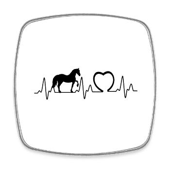 Heartbeat with heart horse1 - Square fridge magnet - white - Front